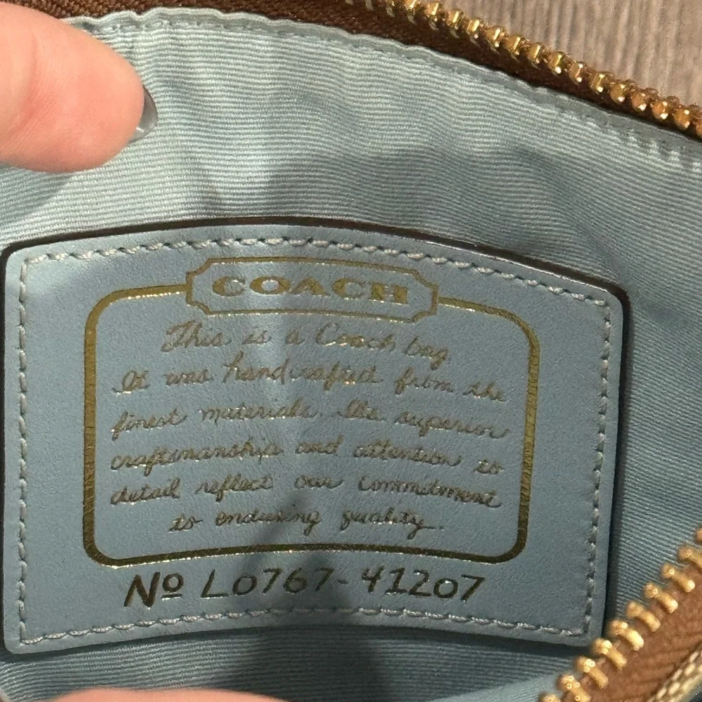 COACH Brown With Blue Signature Crossbody Handbag - Picture 4 of 14
